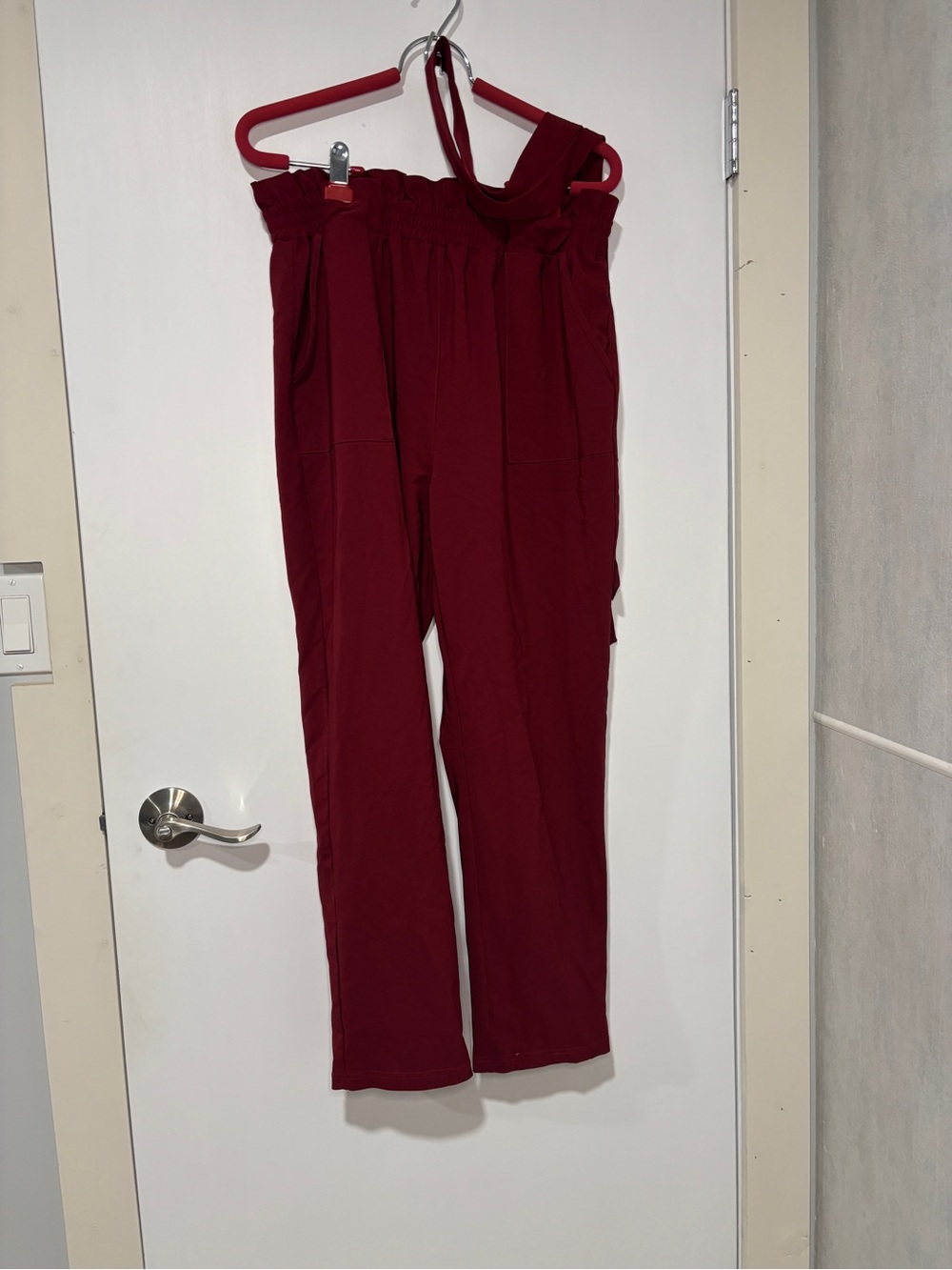 Grace Karin Burgundy Dress Pants Waist Wide Leg Pants